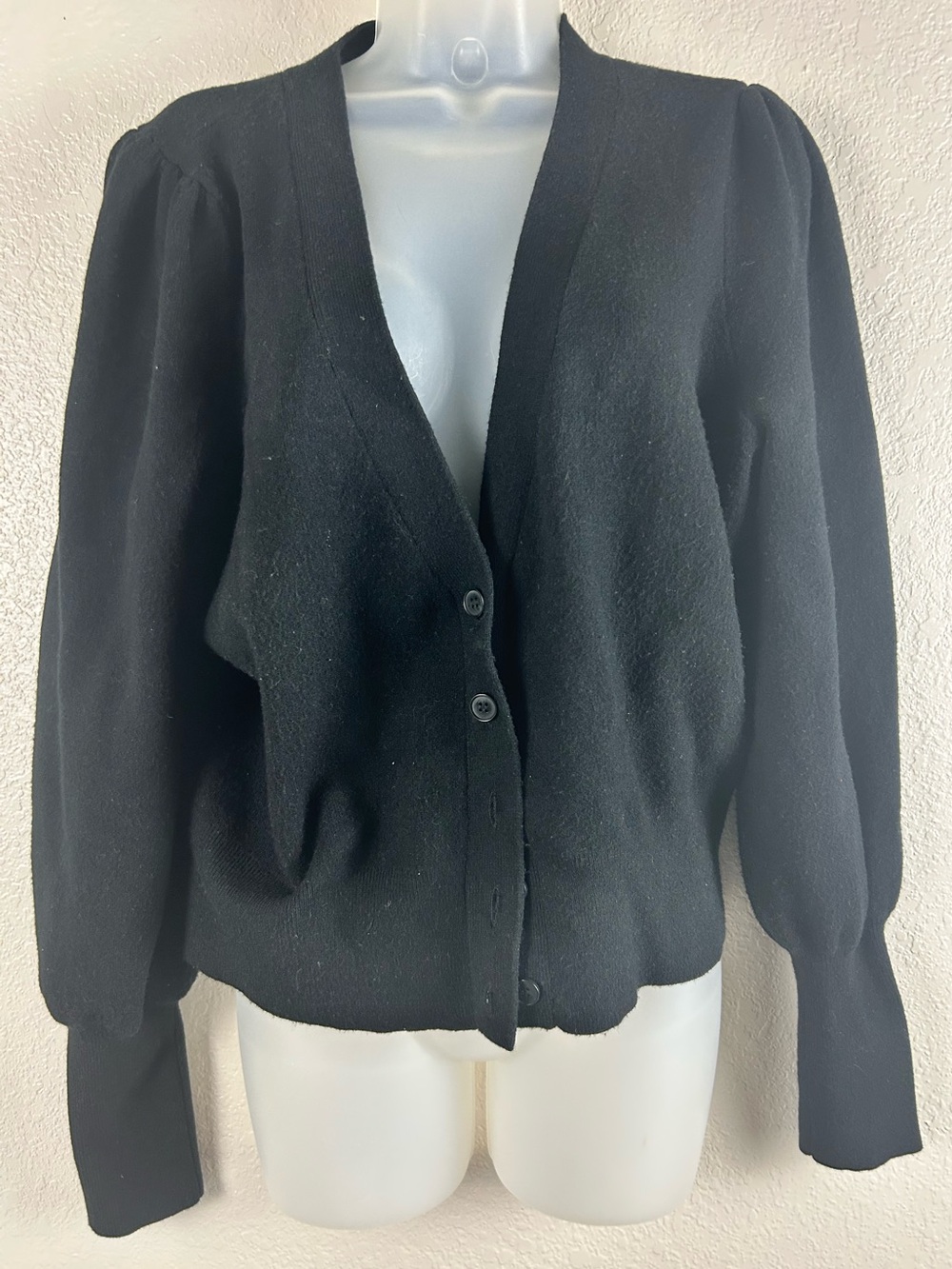 Maeve x Anthropologie Black V-Neck Button Cardigan Sweater Size Large